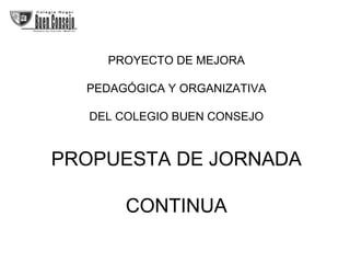 PROYECTO DE MEJORA PEDAGÓGICA Y ORGANIZATIVA DEL COLEGIO BUEN CONSEJO PROPUESTA DE JORNADA CONTINUA 