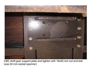 CBC draft gear support plate and tighten with 16x50 mm nut and bolt
(use 24 mm socket spanner)
 