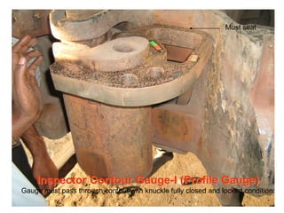 Inspector Contour Gauge-I (Profile Gauge)
Gauge must pass through contour with knuckle fully closed and locked condition.
Must seat
 