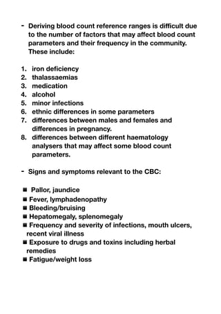 All about CBC interpretations for medical staff | PDF