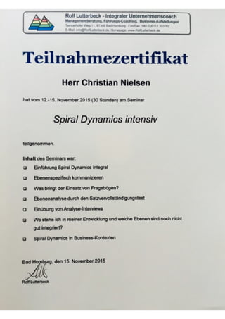 Spiral Dynamics (Zertifikat) Nov. 2015