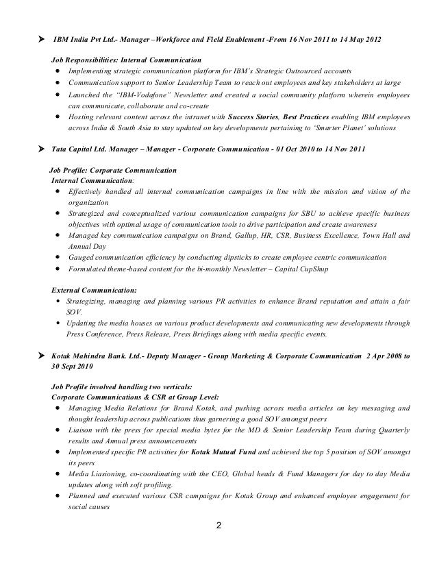 internal communications resumes
