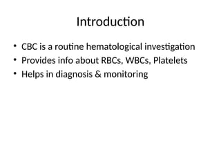 Cbc Overview Comprehensive Overview of Complete Blood Count (CBC) in Medical ...