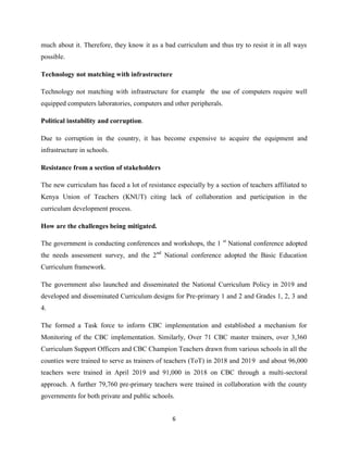 Competency Based Curriculum in Kenya | PDF