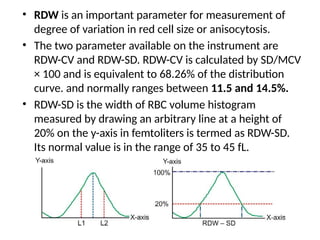 Important Rdw CBC, Principle of Cell Counter, Interpretation of Histogram ...