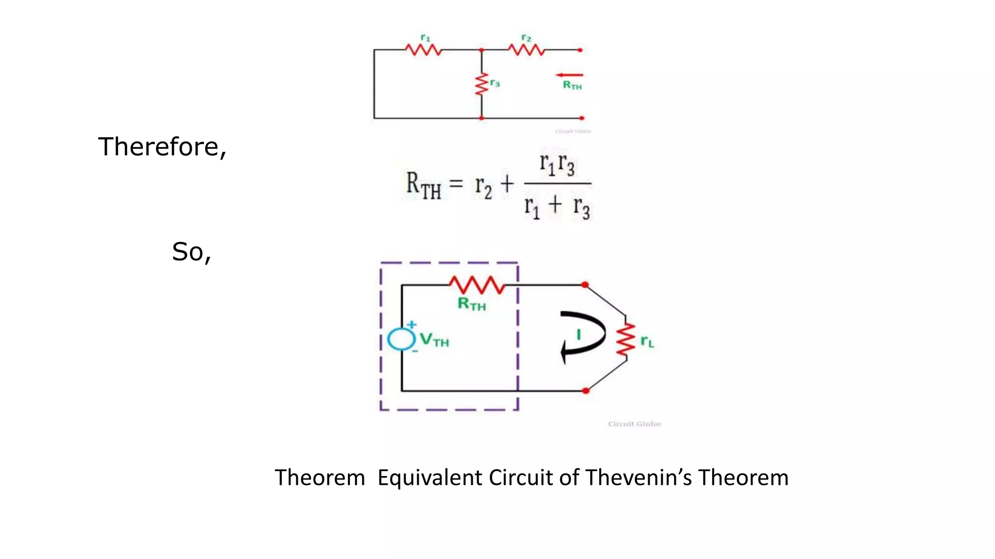 Therefore,
So,
Theorem Equivalent Circuit of Thevenin’s Theorem
 
