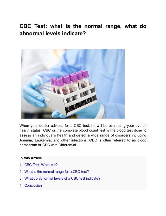 CBC Test_ what is the normal range, what do abnormal levels indicate PDF