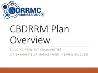 Cbdrrm Program Comprehensive CBDRRM Plan for Building Resilient Communities in ...