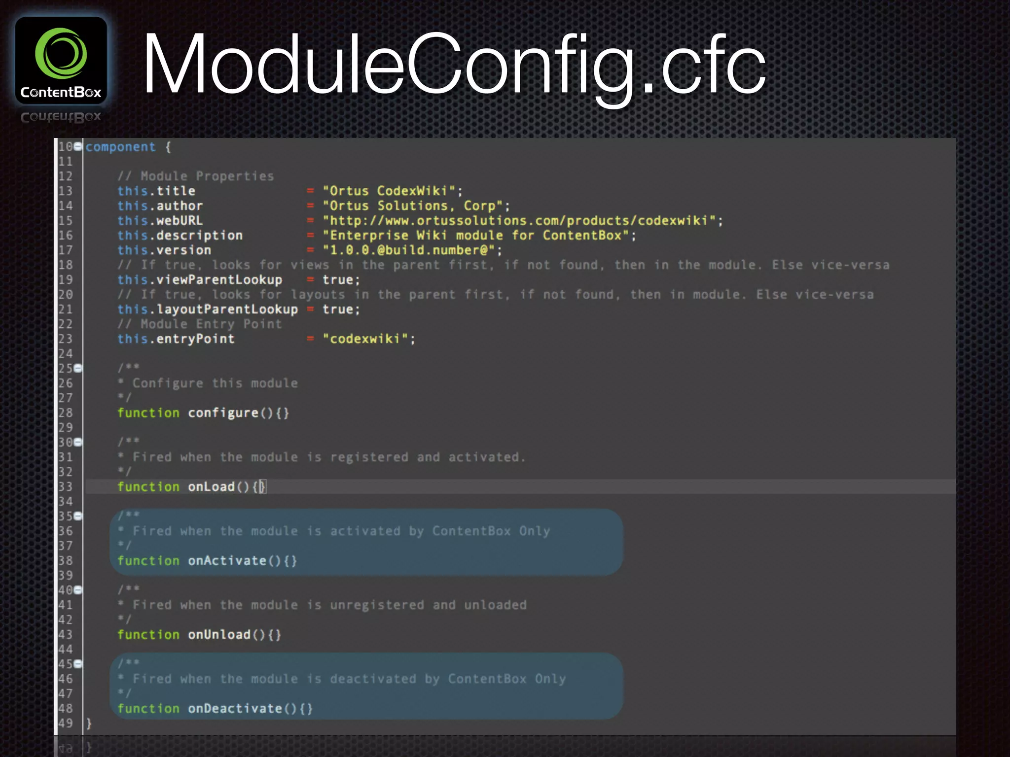 ModuleConﬁg.cfc
 