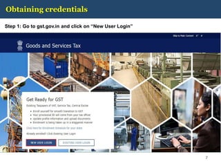 Obtaining credentials
Step 1: Go to gst.gov.in and click on “New User Login”
7
 