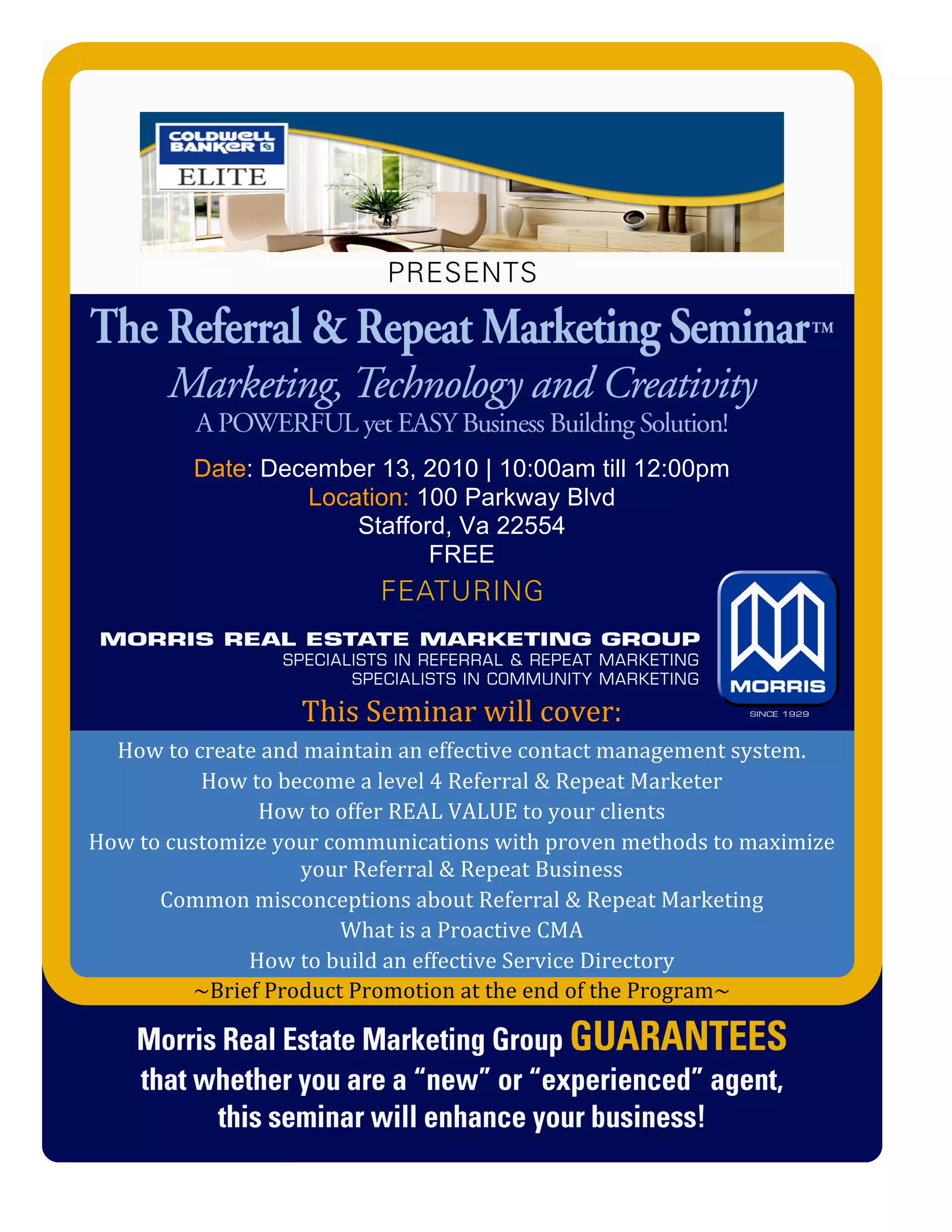 Coldwell Banker Elite CRM Marketing Program PDF