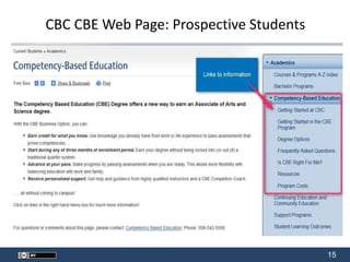 15
CBC CBE Web Page: Prospective Students
 