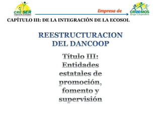 CAPÍTULO III: DE LA INTEGRACIÓN DE LA ECOSOL
 