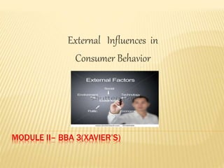 MODULE II– BBA 3(XAVIER’S)
External Influences in
Consumer Behavior
 