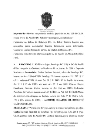 Julgamento do Botafogo-PB no STJD - Jan/2014