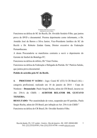 Julgamento do Botafogo-PB no STJD - Jan/2014