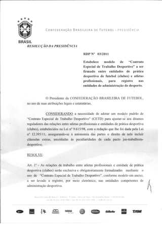 CBF - Contrato de trabalho