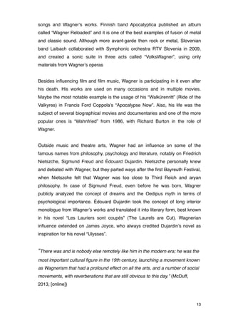 Richard Wagner, his work and influence on film, music and other arts | PDF