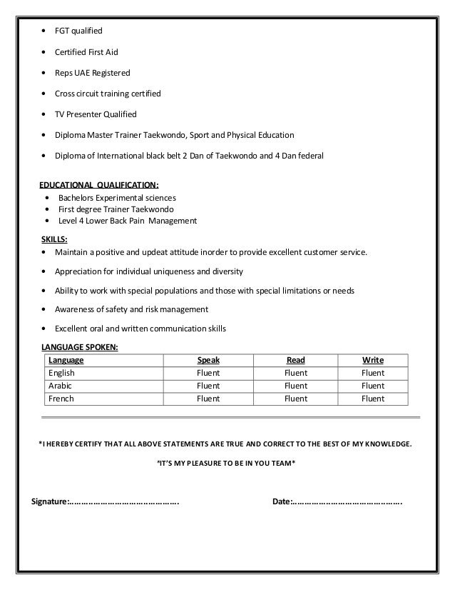 Curriculum vitae sections image