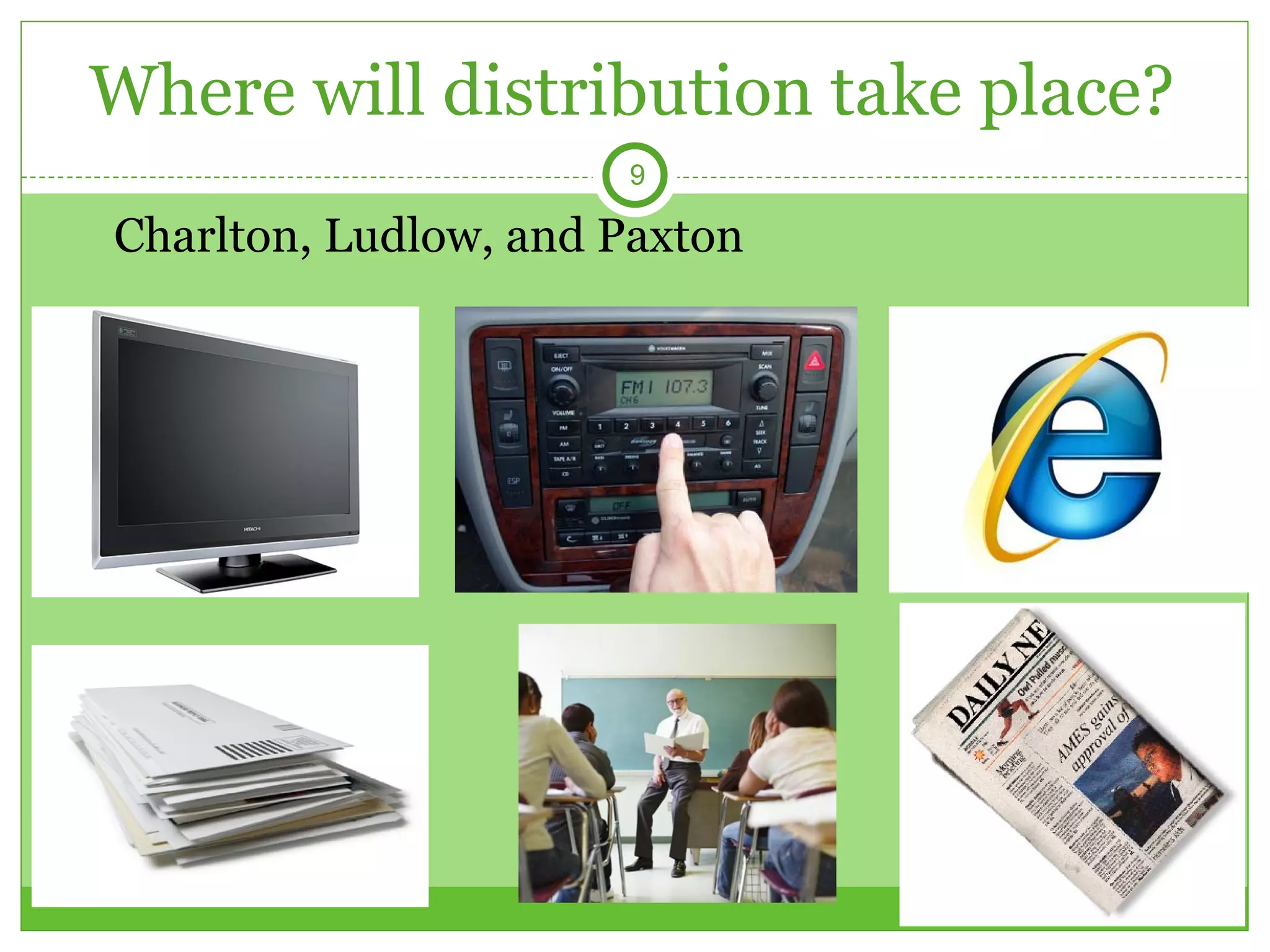 Where will distribution take place? Charlton, Ludlow, and Paxton 