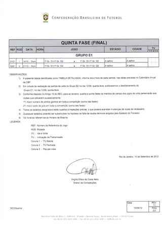 Cbf marca jogo quartas de final