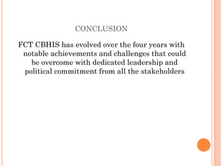 FCT Community Based Health Insurance Scheme (CBHIS): Progress, Problems ...