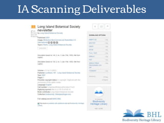 IA Scanning Deliverables
 