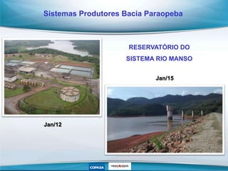 RESERVATÓRIO DO
SISTEMA RIO MANSO
99%
Jan/12
Jan/15
Sistemas Produtores Bacia Paraopeba
 
