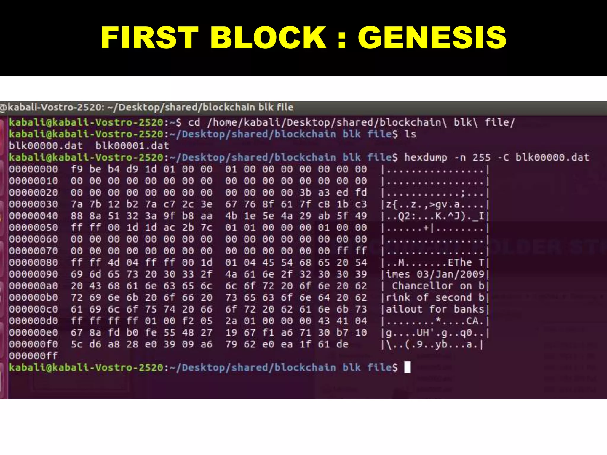 FIRST BLOCK : GENESIS
 