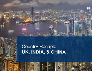 20
Country Recaps:
UK, INDIA, & CHINA
 