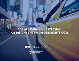 64
FOR ALL DATA INQUIRIES EMAIL
CB INSIGHTS AT INFO@CBINSIGHTS.COM
www.cbinsights.com
@cbinsights
 
