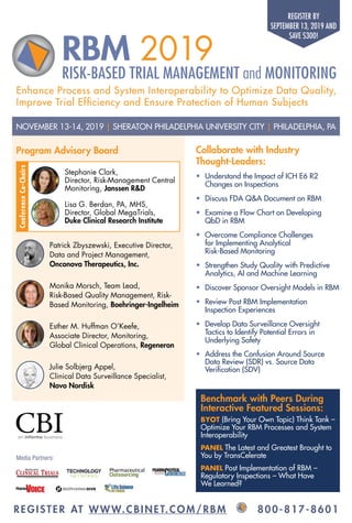 AGENDA CBI RBM 2019 | RISK-BASED TRIAL MANAGEMENT and MONITORING | PDF