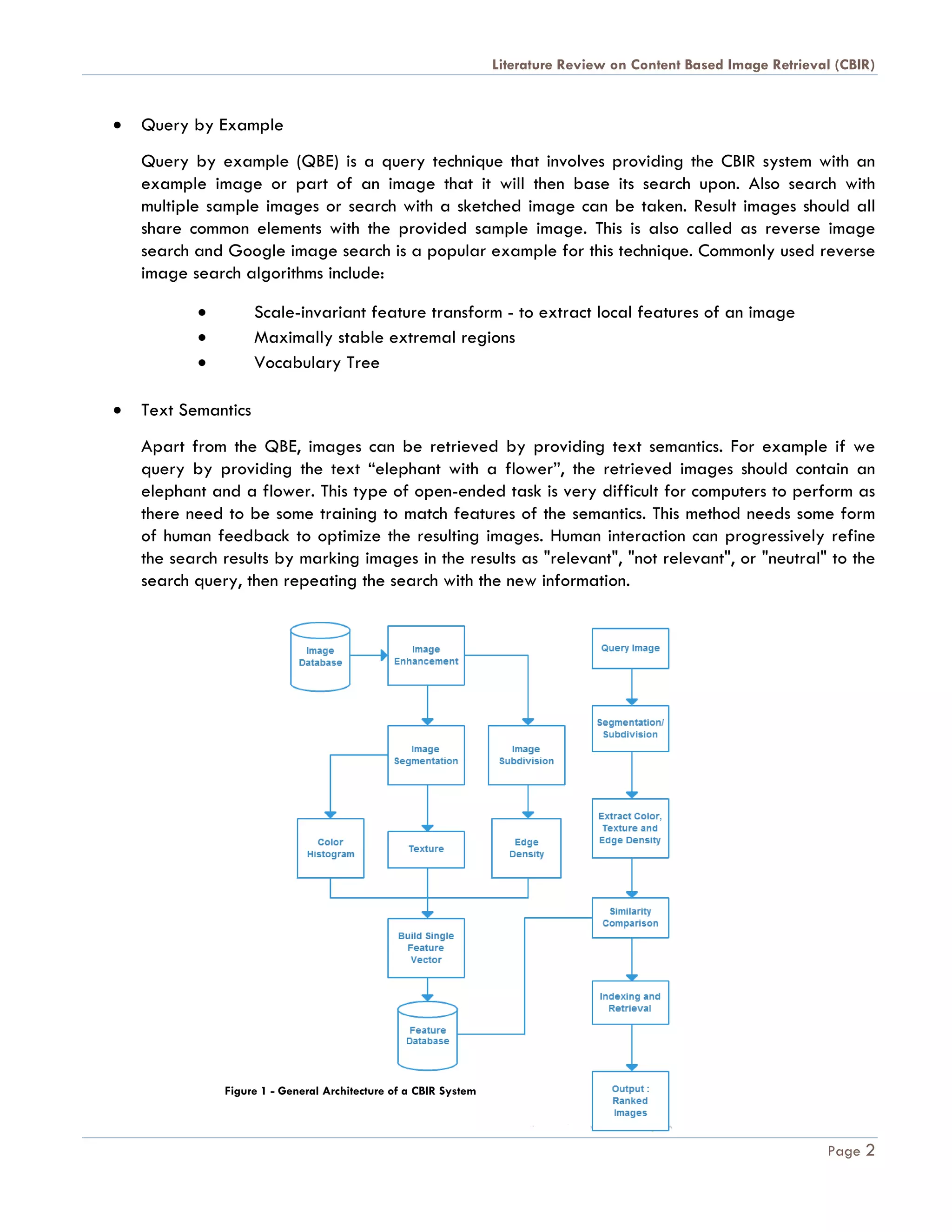 Literature Review on Content Based Image Retrieval | PDF