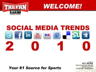 Your #1 Source for Sports WELCOME! SOCIAL MEDIA TRENDS 2  0  1  0 
