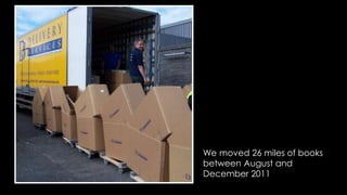We moved 26 miles of books 
between August and 
December 2011 
 