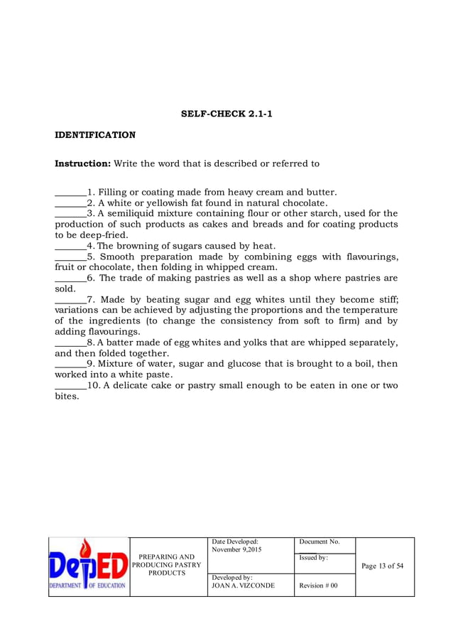 LEARNING MODULE in Bread and Pastry ProductionUC2 Prepare and Produce