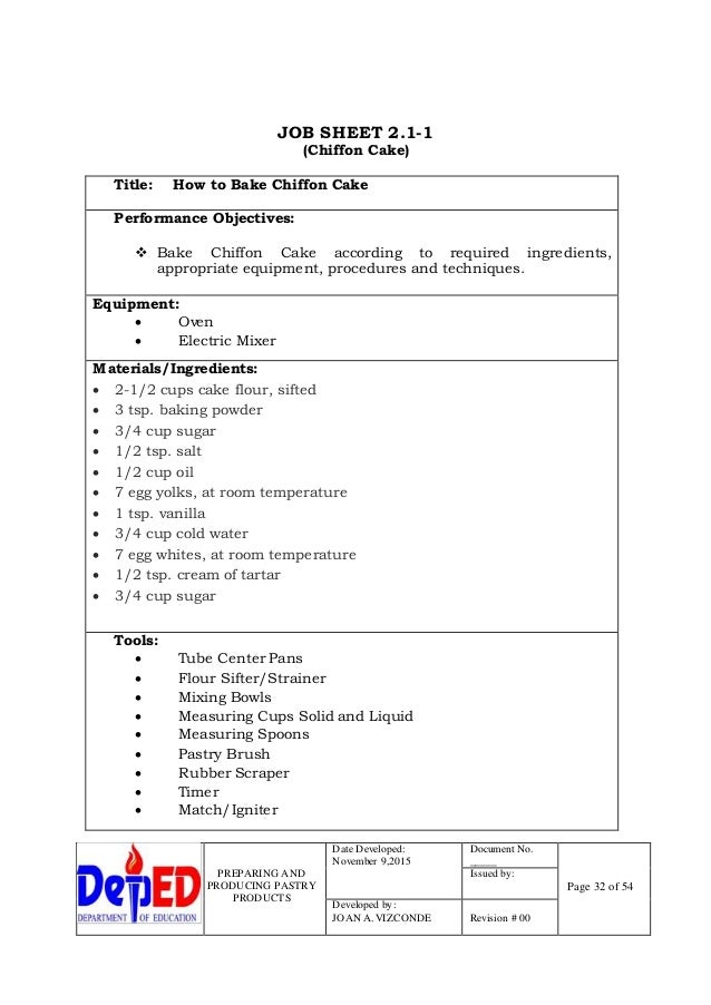 LEARNING MODULE in Bread and Pastry ProductionUC2 Prepare and Produc…