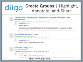 Create Groups | Highlight,
   Annotate, and Share




 http://www.diigo.com/
 