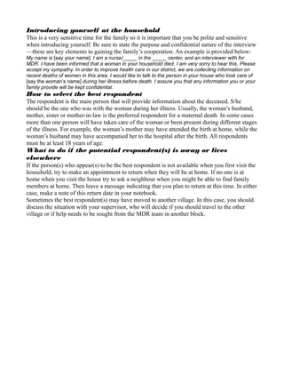 Cbmdr interviewer manual | PDF