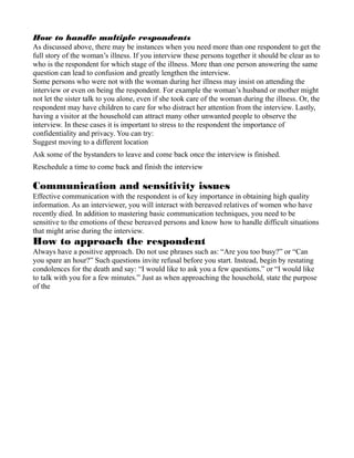 Cbmdr interviewer manual | PDF
