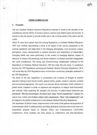 Competency Based Medical Education Curriculum (CBME) Regulations,2023 ...