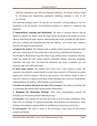 Comprehensive Study of Consumer Behavior in Marketing Management | PDF