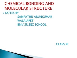  NOTES BY
SAMPATHU ARUNKUMAR
WALAJAPET
BMV SR.SEC SCHOOL
CLASS:XI
 