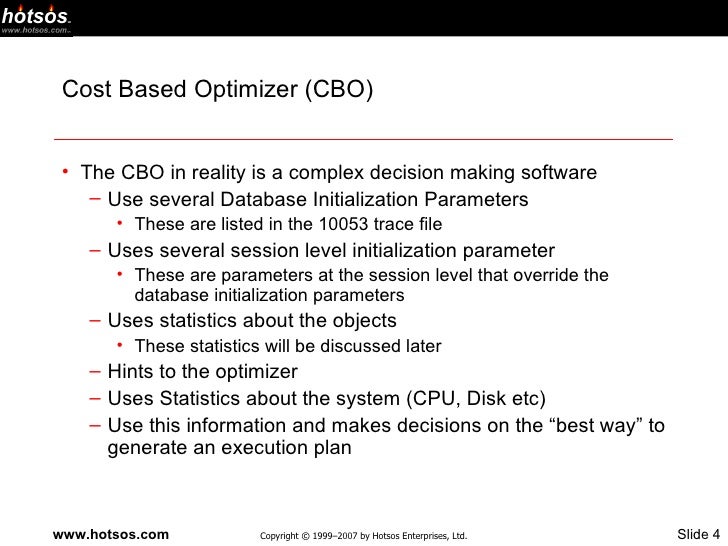 Cost Based Optimizer Part 1 of 2