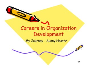 Careers in Organization
     Development
 My Journey - Sunny Hester




                             14
 