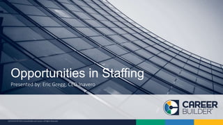 10/13/2015 © 2015 CareerBuilder and Inavero. All Rights Reserved.
Presented by: Eric Gregg, CEO Inavero
Opportunities in Staffing
 