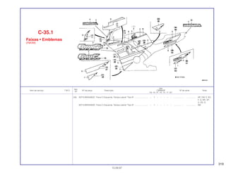 319
Ref.
Qtd.
Item de serviço T.M.O. Nº da peça Descrição CBR600F Nº de série Nota
Nº
FM FN FP FR FS FT SET
(43) 83715-MV9-640ZC Faixa C Esquerda, Tampa Lateral *Tipo 8* ......................... – 1 – – – – – ................... .................. AR, CM, E, ED,
F, G, MX, SP,
U, 2G, G
83715-MV9-640ZD Faixa C Esquerda, Tampa Lateral *Tipo 9* ......................... – 1 – – – – – .................. .................. SW
C-35.1
Faixas • Emblemas
(FM/2M)
15.09.97
 