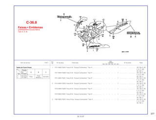 377
Ref.
Qtd.
Item de serviço T.M.O. Nº da peça Descrição CBR900 Nº de série Nota
Nº
RRN RRP RRR RRS RRT RRV
1 17511-MAS-750ZA Faixa A Dir. Tanque Combustível, *Tipo 4*........................ – – – – – 1 .................. .................. AR, CM, E, ED,
F, G, IT, ND,
SD, SW, U
17511-MAS-750ZB Faixa A Dir. Tanque Combustível, *Tipo 5*........................ – – – – – 1 .................. .................. AR, CM, E, ED ,
F, G, IT, ND,
SD, SW, U
17511-MAS 750ZC Faixa A Dir. Tanque Combustível, *Tipo 6*........................ – – – – – 1 .................. .................. AR, CM, E, ED,
F, G, IT, ND,
SD, SW, U
2 17512-MAS-750ZA Faixa B Dir. Tanque Combustível, *Tipo 4*........................ – – – – – 1 .................. .................. AR, CM, E, ED,
F, G, IT, ND,
SD, SW, U
17512-MAS-750ZB Faixa B Dir. Tanque Combustível, *Tipo 5*........................ – – – – – 1 .................. .................. AR, CM, E, ED,
F, G, IT, ND,
SD, SW, U
17512-MAS-750ZC Faixa B Dir. Tanque Combustível, *Tipo 6*........................ – – – – – 1 .................. .................. AR, CM, E, ED,
F, G, IT, ND,
SD, SW, U
3 17561-MAS-750ZA Faixa A Esq. Tanque Combustível, *Tipo 4*...................... – – – – – 1 .................. .................. AR, CM, E, ED,
F, G, IT, ND,
SD, SW, U
C-36.8
Faixas • Emblemas
(CBR900RRV-Exceto MX/S
Tipo 4, 5, 6)
30.10.97
Tabela de Cores Faixas
Posição
A B CCor
Tipo Principal
2 Vermelho
Preto
Prata
Vermelho
5 (R-158P) Metálica
 