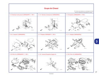 27
13.02.02
3
Grupo do Chassi
• O número de referência na ilustração do índice
pode ser diferente da que aparece no texto.
C-15 Bomba Combustível (CBR900RRY,1 / RE1) C-15.1 Bomba Combustível (CBR900RR2) C-16 Assento (CBR900RRY,1 / RE1)
C-16.1 Assento (CBR900RR2) C-17 Rabeta (CBR900RY,1 / RE1) C-17.1 Rabeta (CBR900RR2)
C-18 Filtro Ar (CBR900RRY,1 / RE1) C-18.1 Válvula Dosadora Injeção Ar C-18.2 Filtro Ar (CBR900RR2)
 