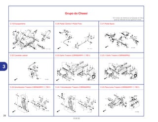 28
13.02.02
Grupo do Chassi
• O número de referência na ilustração do índice
pode ser diferente da que aparece no texto.
C-19 Escapamento C-20 Pedal Câmbio • Pedal Freio C-21 Pedal Apoio
C-22 Cavalete Lateral C-23 Garfo Traseiro (CBR900RRY,1 / RE1) C-23.1 Garfo Traseiro (CBR900RR2)
C-24 Amortecedor Traseiro (CBR900RRY,1 / RE1) C-24.1 Amortecedor Traseiro (CBR900RR2) C-25 Pára-Lama Traseiro (CBR900RRY,1 / RE1)
3
 